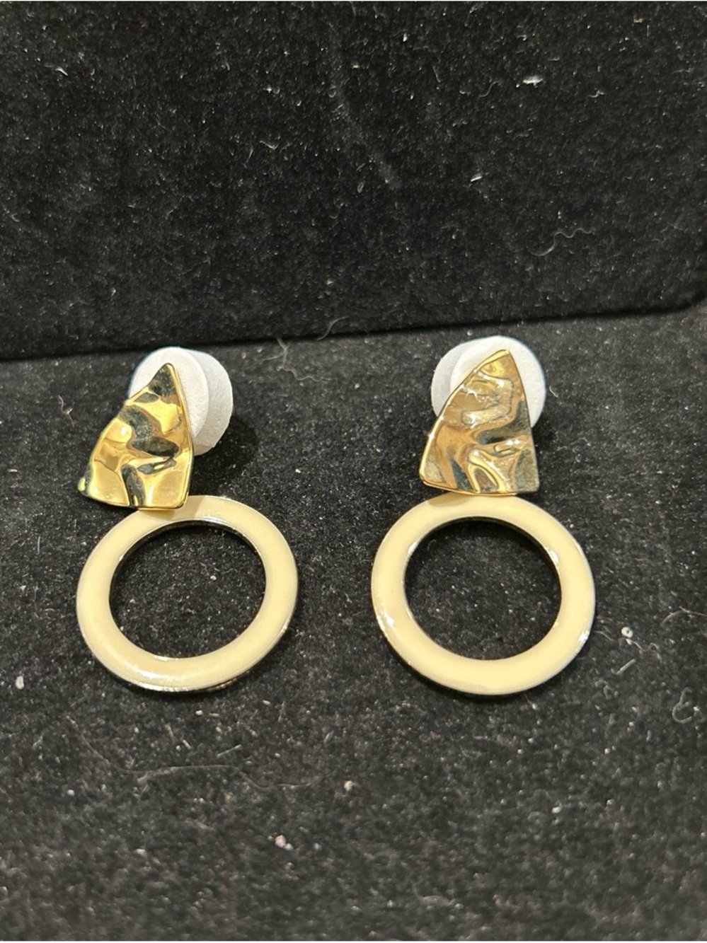 Gold color stud earrings with circle drop